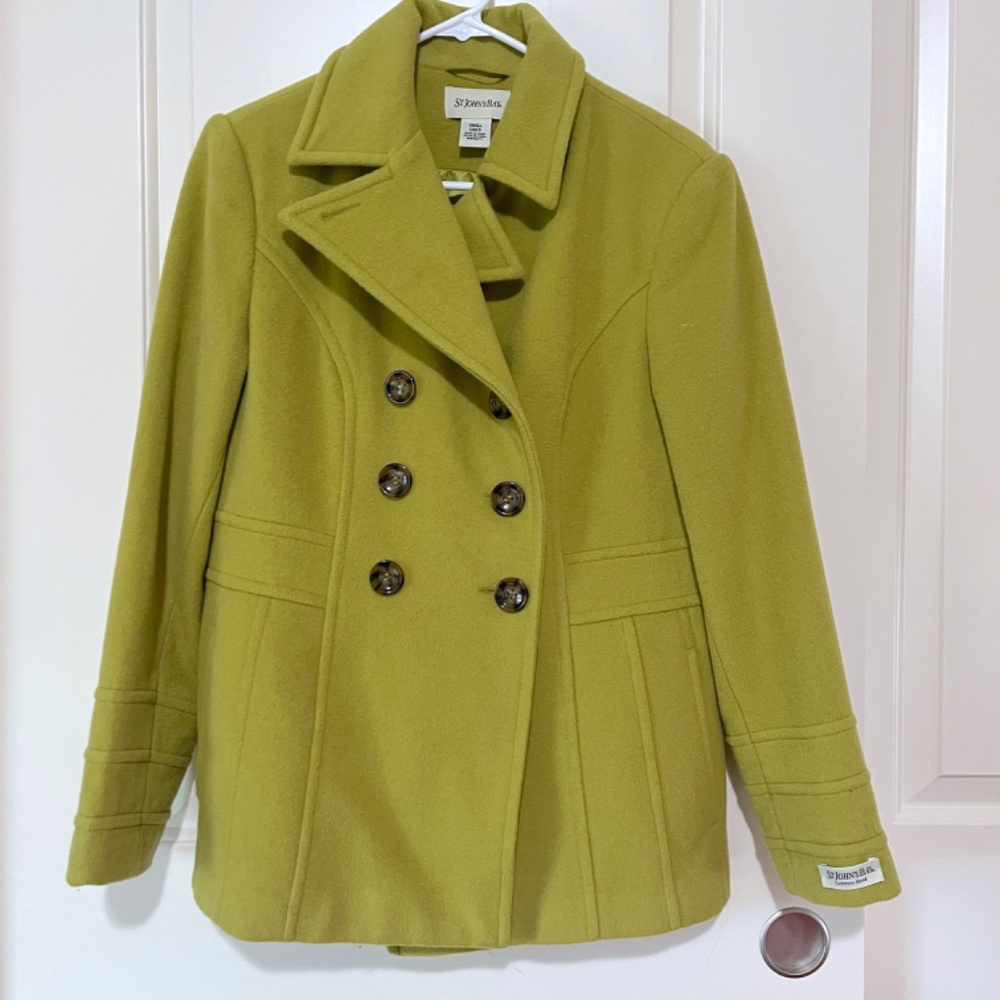 St. Johns Bay Womans Green Peacoat Chico Size Small